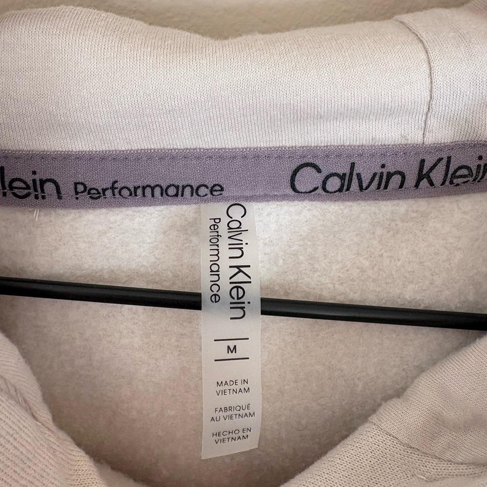 Calvin Klein Performance Cream Hoodie Mens Medium Light Pullover Sweatshirt - Picture 5 of 5